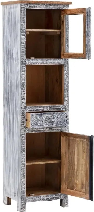 furniture-nabytek.cz - Masívna kúpeľňová skrinka Santa Cruz, sivá, drevo - Mango