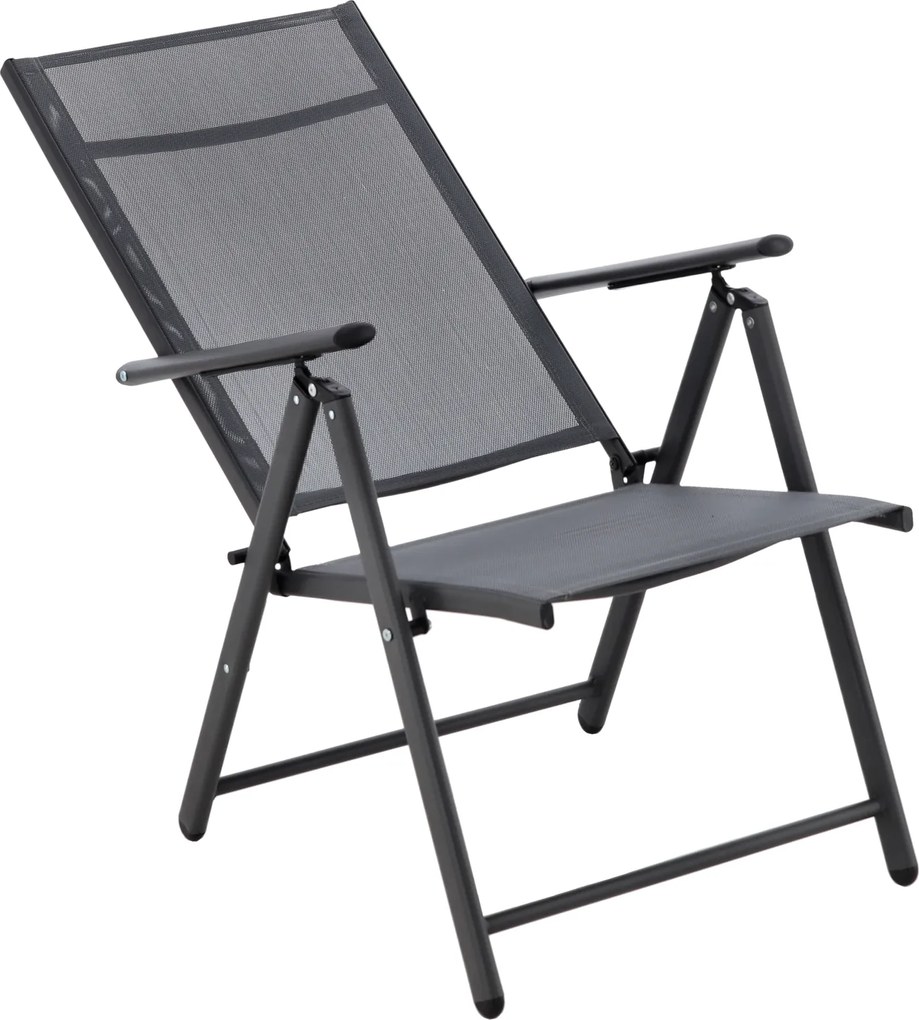 CH Polohovateľná záhradná oceľová stolička Glam - tmavosivá
