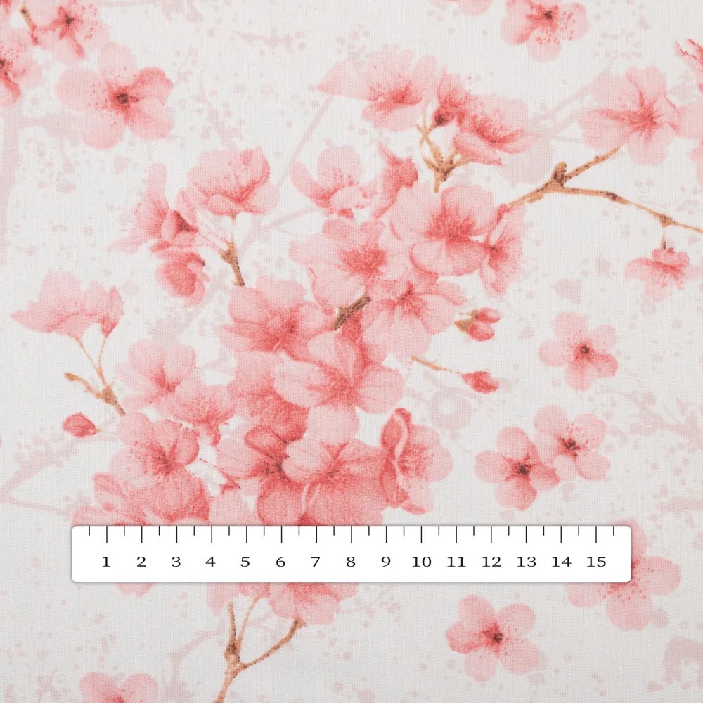Biante Bavlnený okrúhly obrus Sandra SA-633 Ružové čerešňové kvety na bielom Ø 110 cm