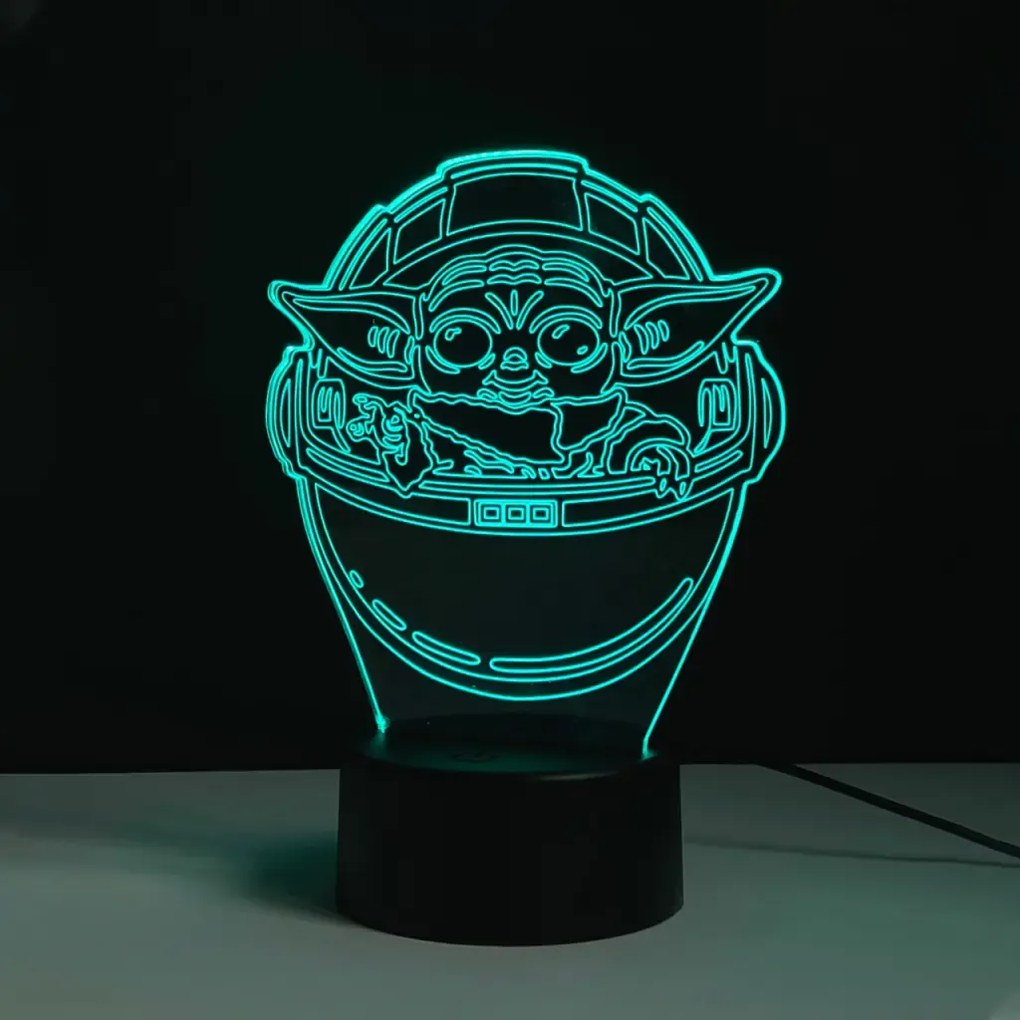 3D LED nočná lampa 3Dmix 3DL-CRK - Baby Yoda (Star Wars – Mandalorian) (Crack základňa)