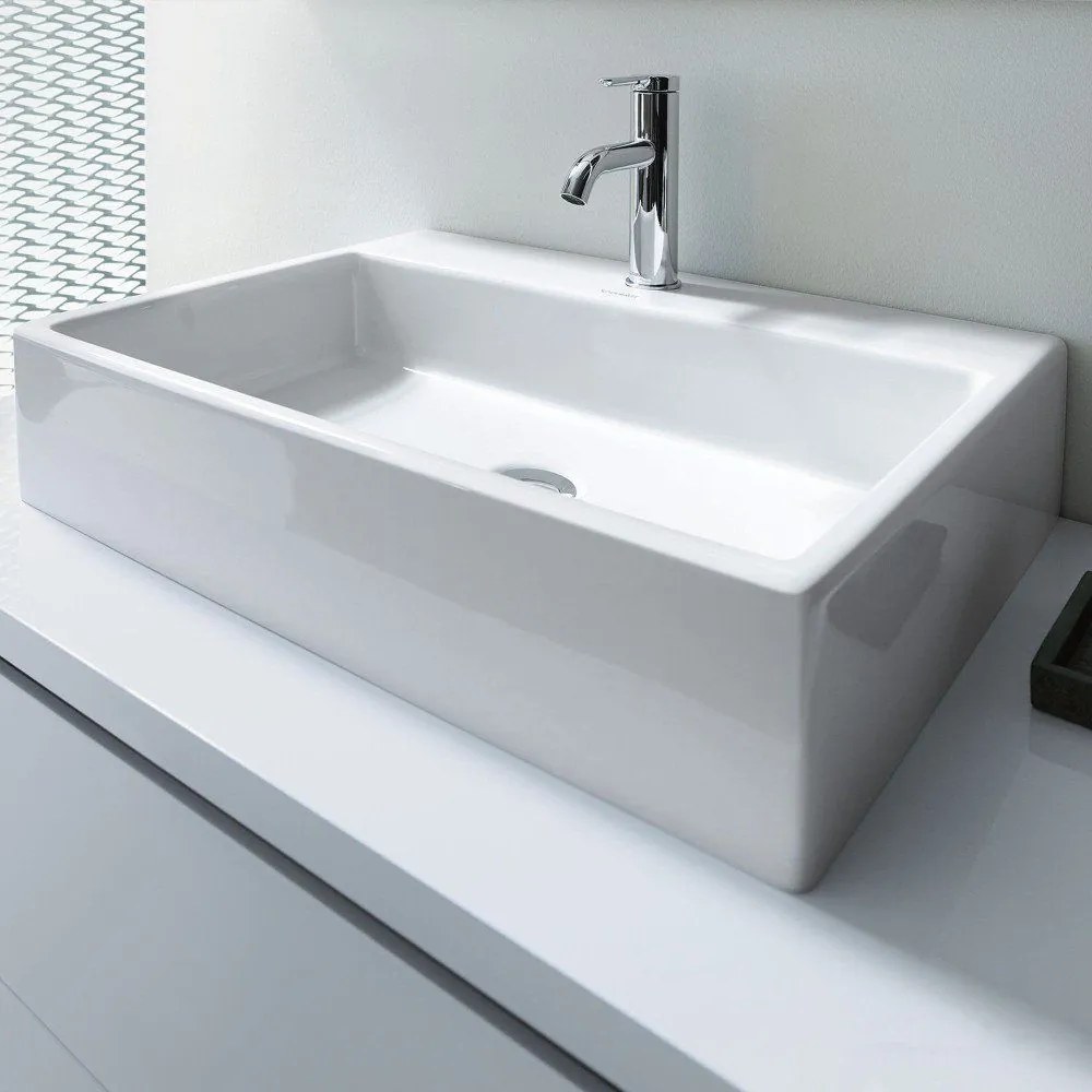 DURAVIT Vero Air umývadlo do nábytku s otvorom, bez prepadu, spodná strana brúsená, 600 x 470 mm, biela, s povrchom WonderGliss, 23506000711