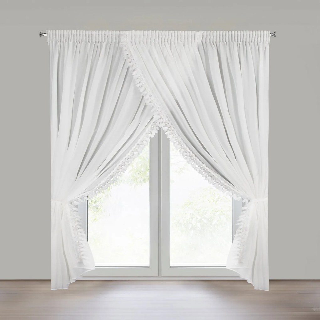 ZÁCLONA NA PÁSKE LORETA, SADA 2 KS 400X250 CM BIELA