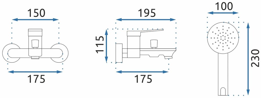 Rea Viral, vaňová batéria s ručnou sprchovou súpravou, chrómová, REA-B2021