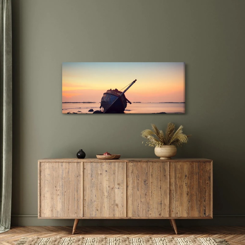 Obraz - Stroskotaná loď (120x50 cm)
