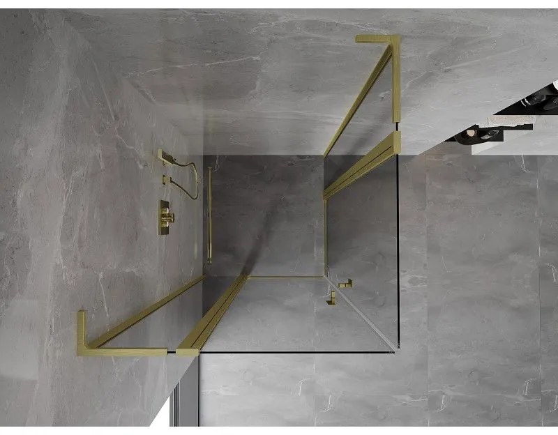Mexen, Mexen Mist L Duo výklopný sprchový kút 90 x 90 cm, transparentný, brúsené zlato - 8A4L-090-090-55-00
