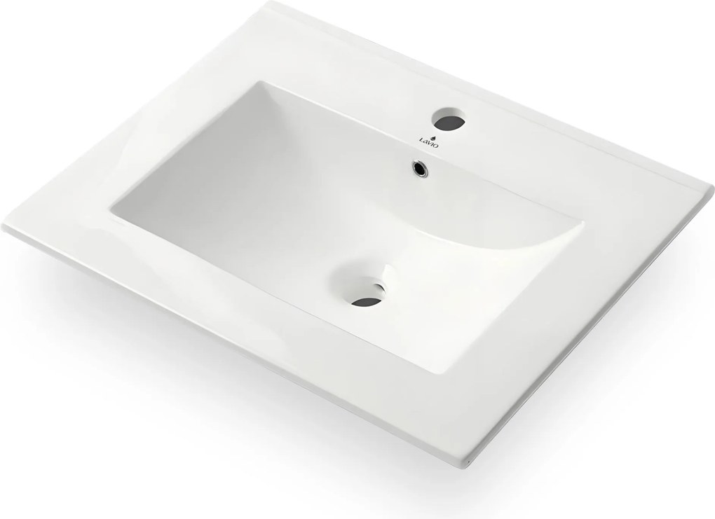 Zápustné keramické umyvadlo Nordis 61 cm lesklé bílé