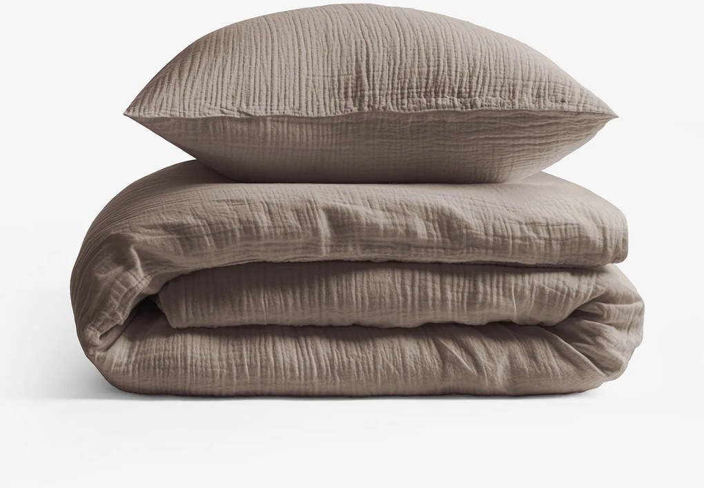 Goldea mušelínové posteľné obliečky – kávové hnedé 140 x 220 a 70 x 90 cm