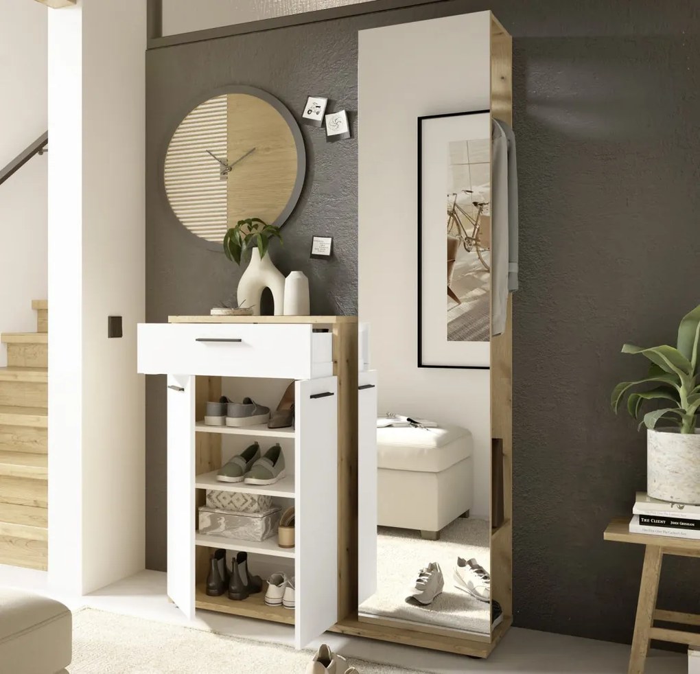 Predsieňová stena Malaga, dub evoke/biela