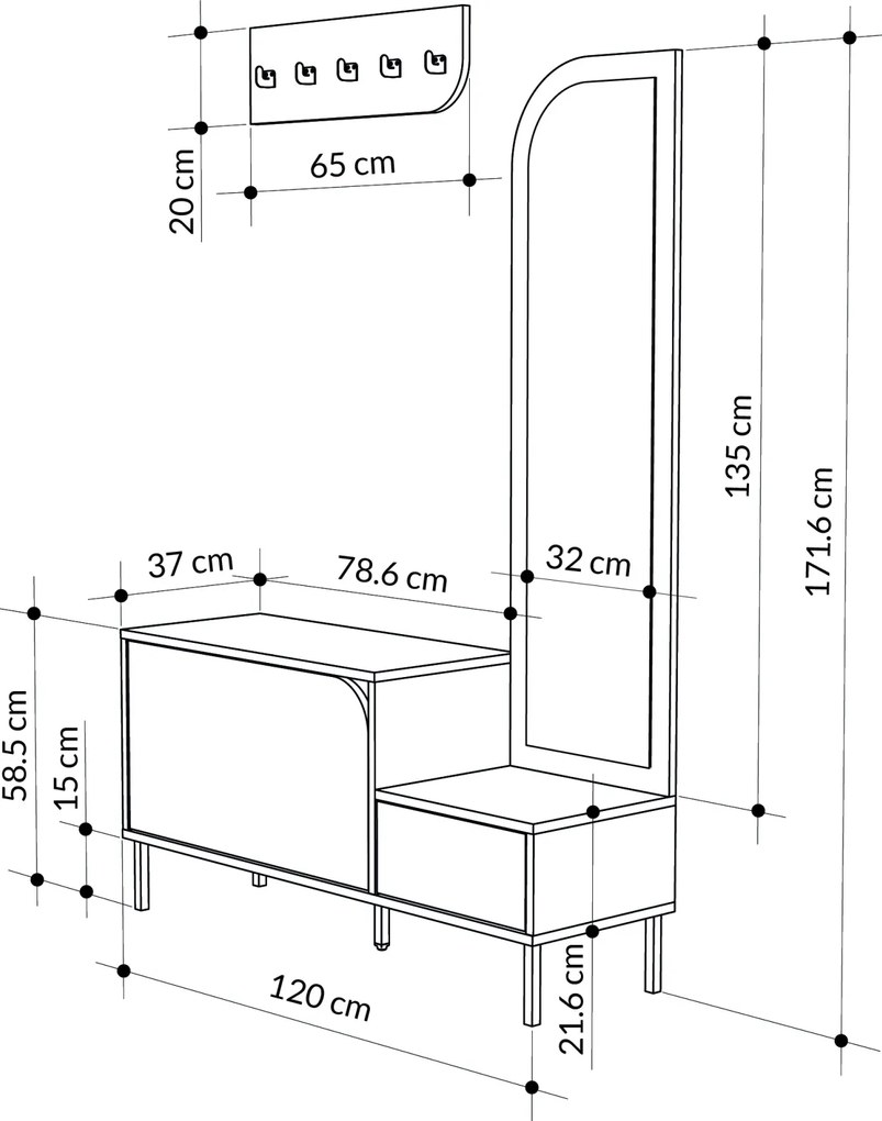 Moderná predsieňová stena Houseland Mila biela