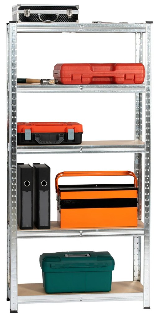 Sada 2 ks kovových regálů REGMET 70x30x154 cm stříbrná