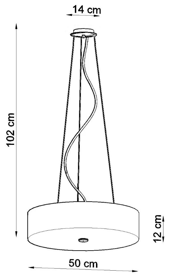 Závesné svietidlo Skala, 1x biele textilné tienidlo, (biele sklo), (fi 50 cm)
