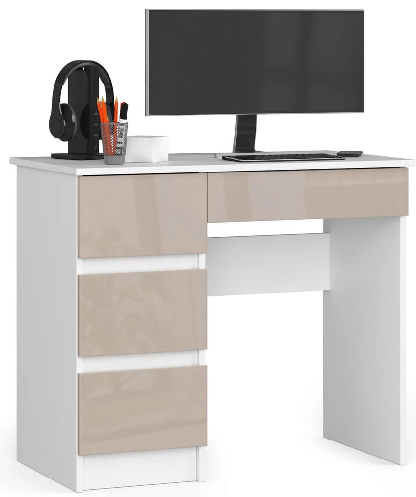 PC stolík Benicio II (biela + cappuccino lesk) (L). Akcia -15%. Vlastná spoľahlivá doprava až k Vám domov. 1069913