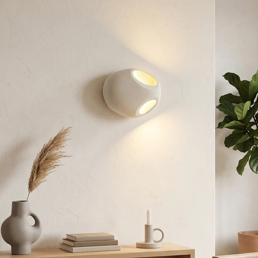 Nástenná lampa Japandi krémová okrúhla 28 cm - Pietra