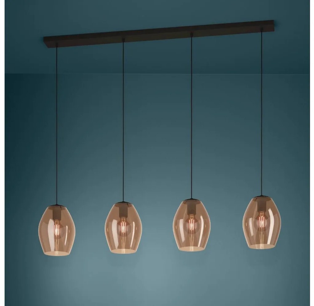 Eglo 390162 - Luster na lanku ESTANYS 4xE27/40W/230V hnedá