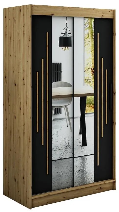 Skriňa Halifax Y1 120 Dub Artisan/čierna/Zrkadlo