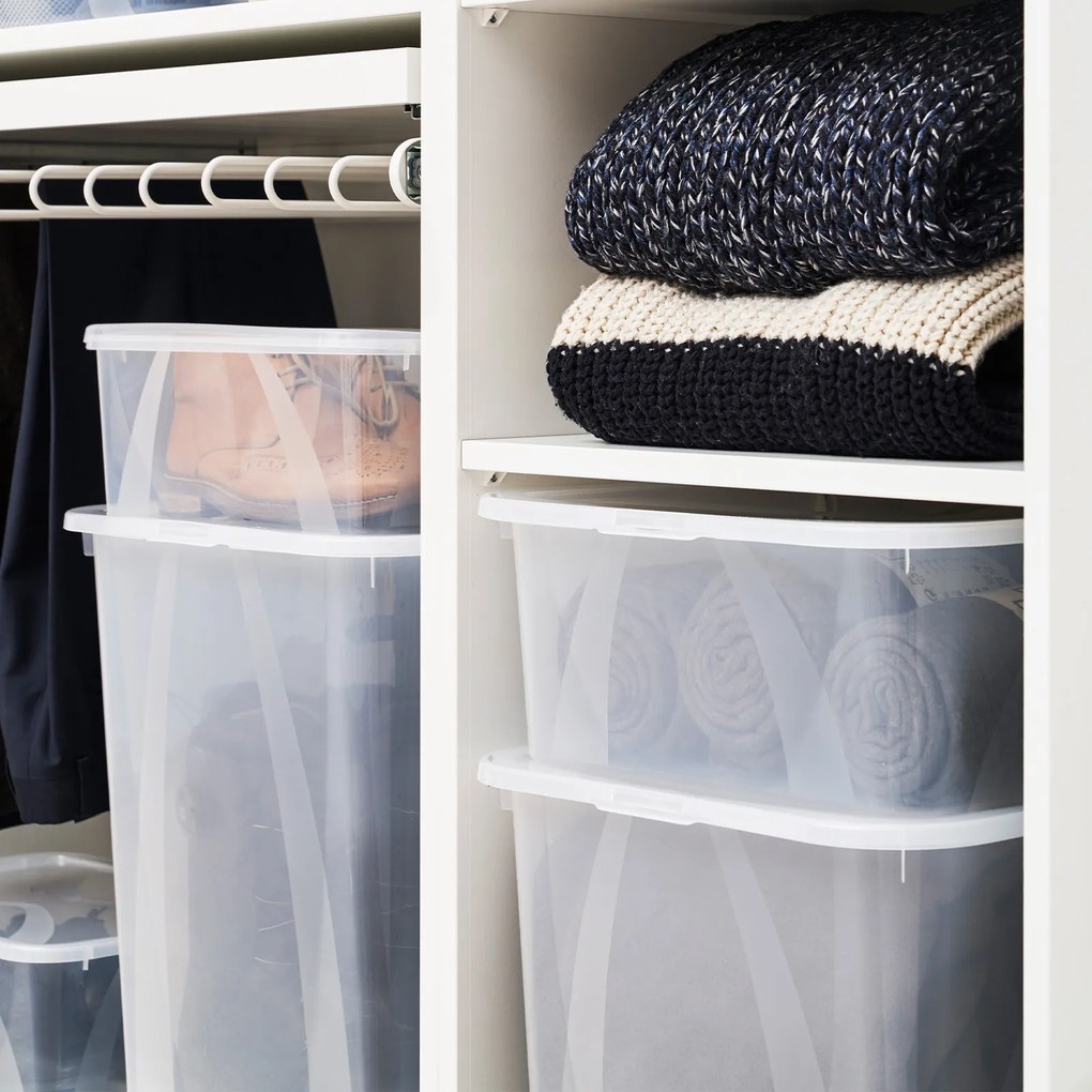 Úložný box, transparentný box s vekom, Rotho LONA, 57x39x34 (50 l)