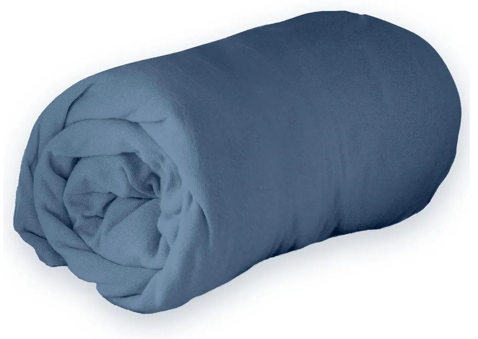 Tmavomodrá napínacia bavlnená plachta jersey 90x190 cm Jersy – douceur d'intérieur