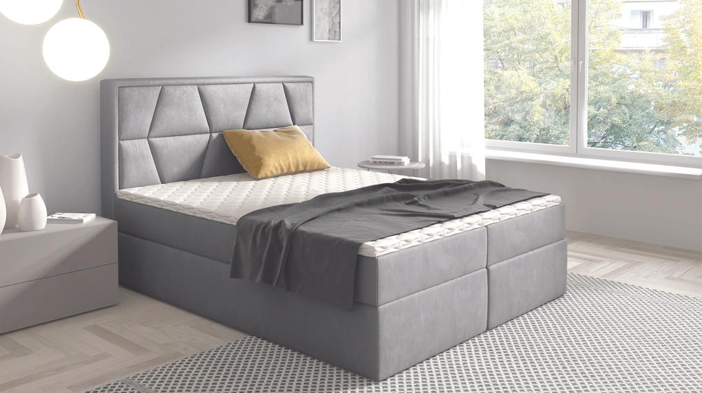 Kvalitná boxspring posteľ Army, 160x200cm, sivá