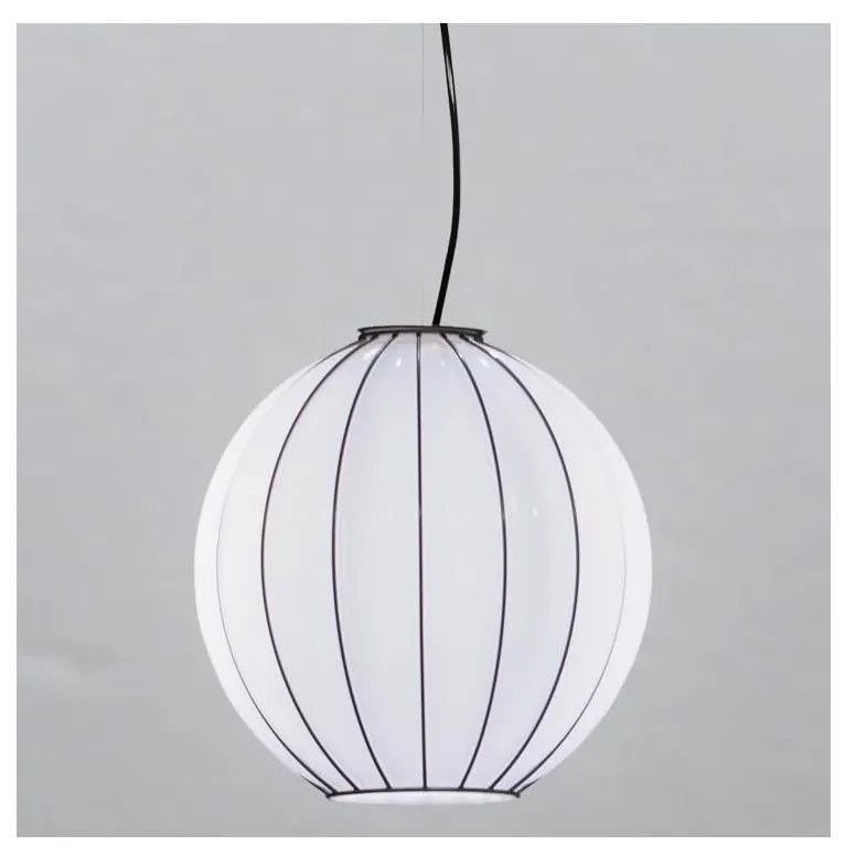 SIRU - Luster na lanku SFERA 1xE27/60W/230V pr. 32 cm čierna/biela benátske sklo