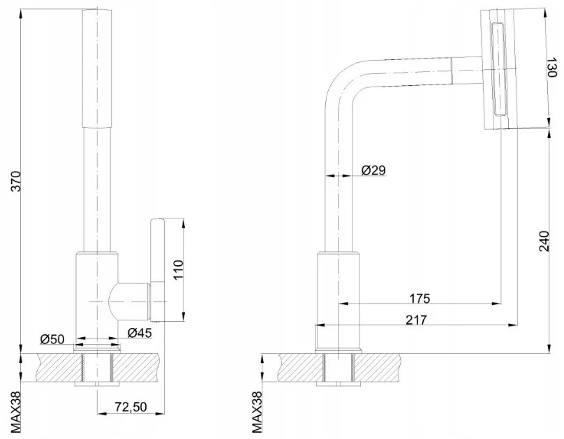 Invena Nelia, vysoká drezová batéria, 4-funkčný výtok, čierna matná, INV-BZ-34-004-A Leták: https://cloud.invena.pl/s/nnXaZKg3crBrRkz/download?path=%2FPliki%20do%20strony%20www%2FBZ-34-004-A/Inne/BZ-34-004-A-ulotka-PL…