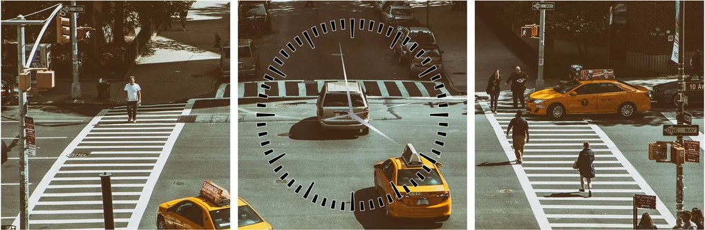 Obraz - New York (s hodinami) (90x30 cm)