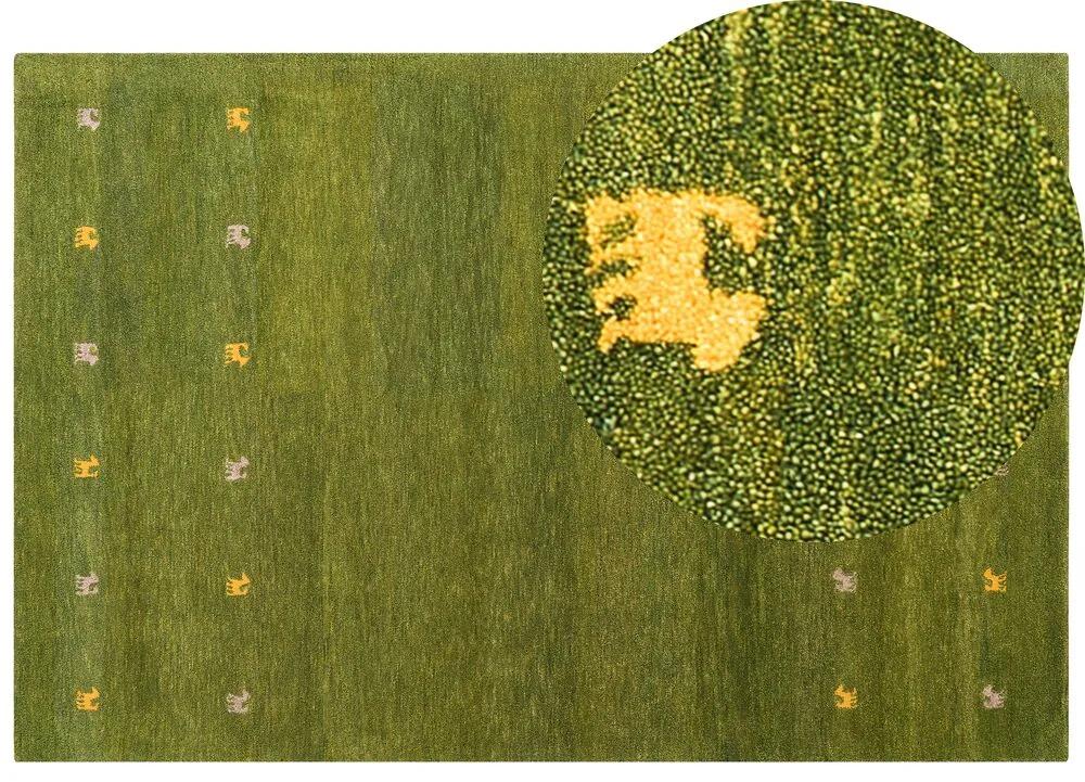 Vlnený koberec gabbeh 200 x 300 cm zelený YULAFI Beliani