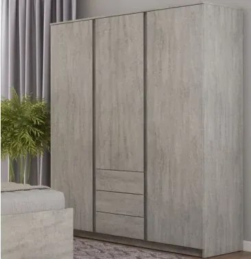 Šatníková skriňa Carlos, šedý beton, 152 cm%