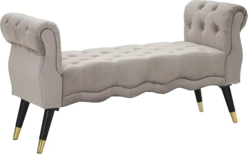 Lavica Paris 120 cm zamat šedá/zlatá