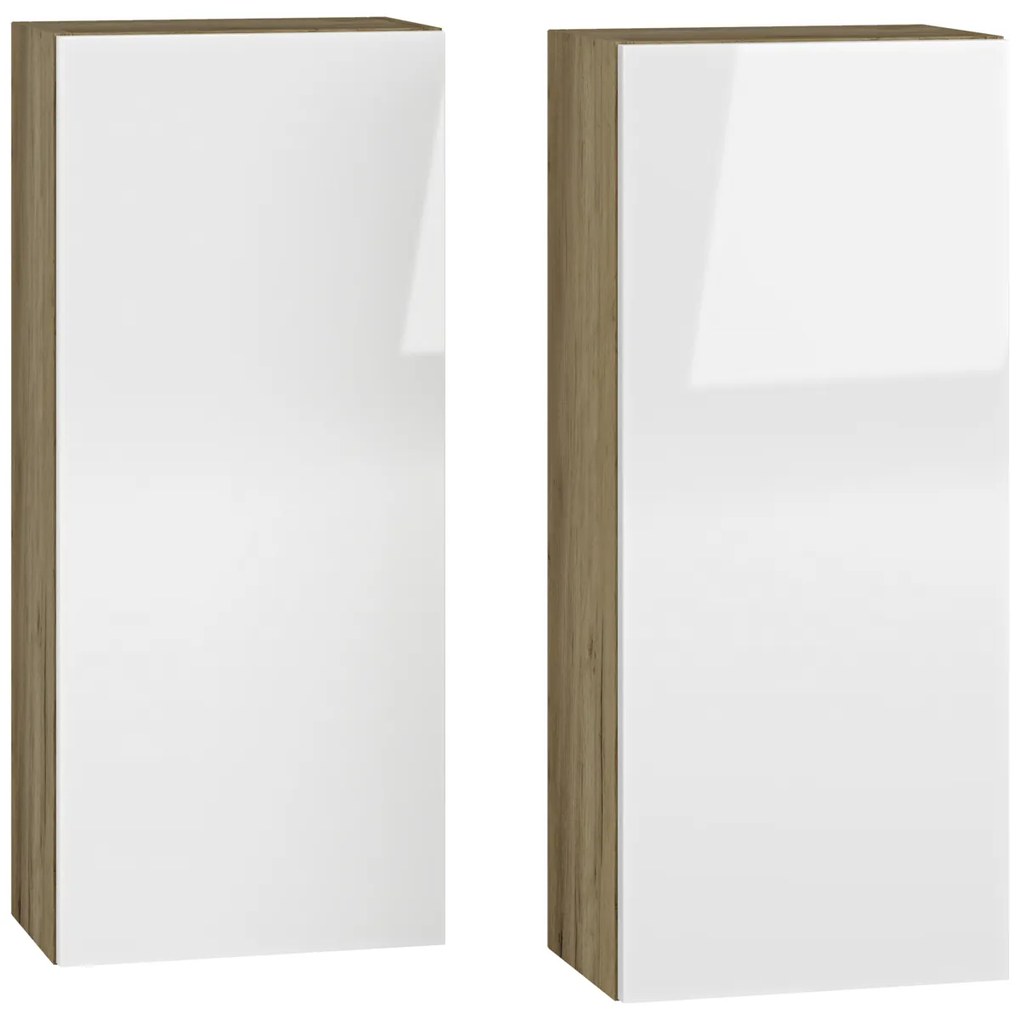 Kúpeľňová skrinka na stenu (2 ks) Baleta 2S - craft zlatý / biely lesk