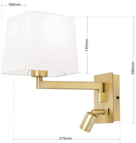 Orion WA 2-1469/1- LED Nástenná lampa CARLTON 1xE27/40W/230V + LED/3W biela/zlatá