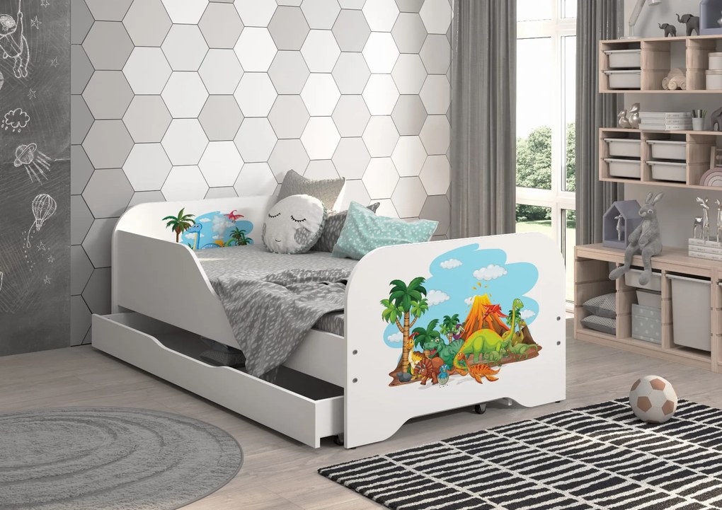 Wooden Toys Detská posteľ MIKI 140x70 DINO WORLD