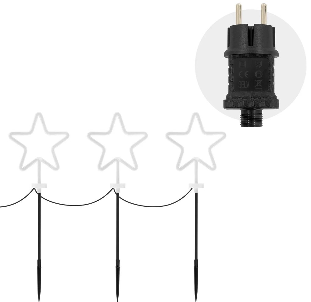 Sada 3 ks LED vánočních dekorací Lester teplá bílá