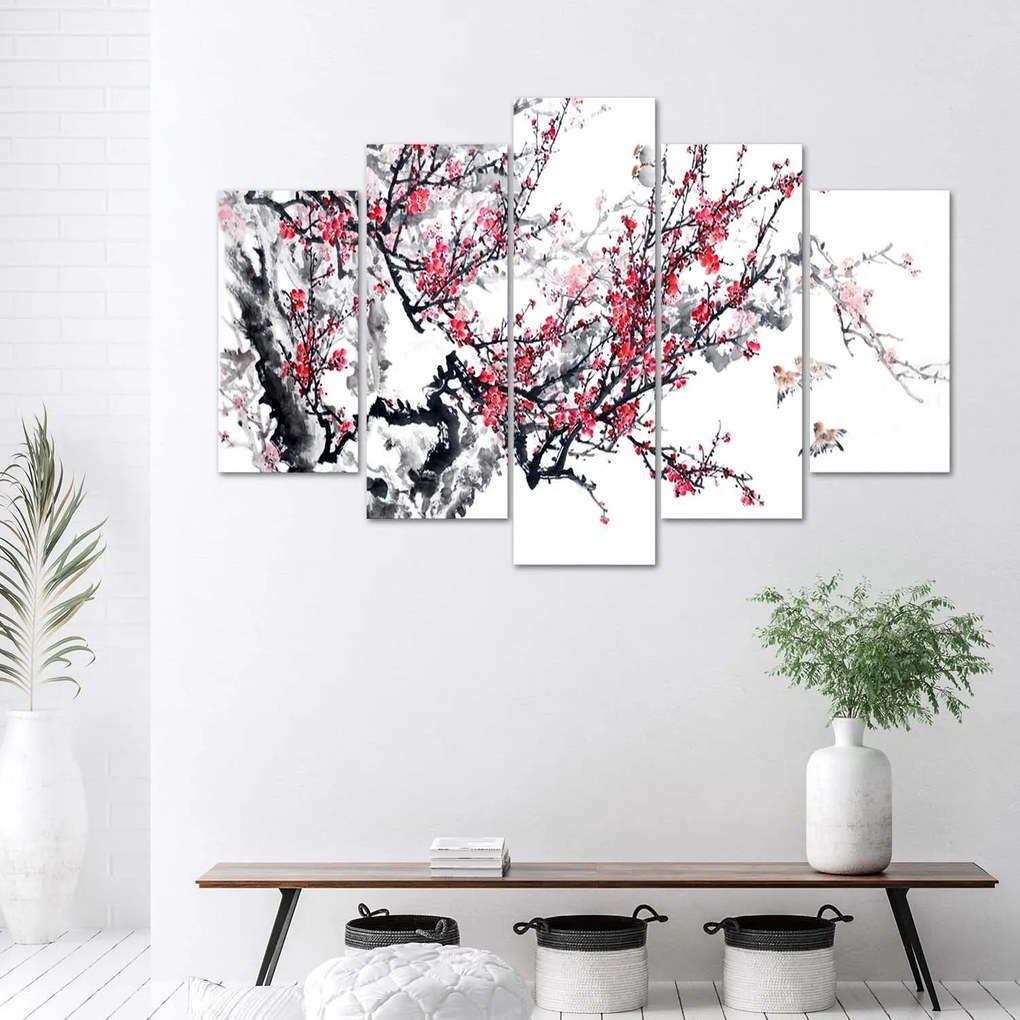 Gario Obraz na plátne Japonská čerešňa - 5 dielny Rozmery: 200 x 100 cm