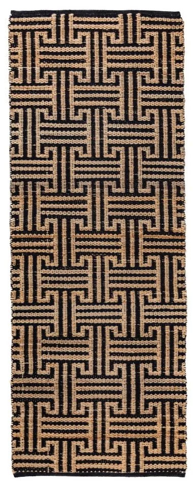 Čierny/v prírodnej farbe ručne tkaný behúň s prímesou juty 80x230 cm Meander Jute – Flair Rugs