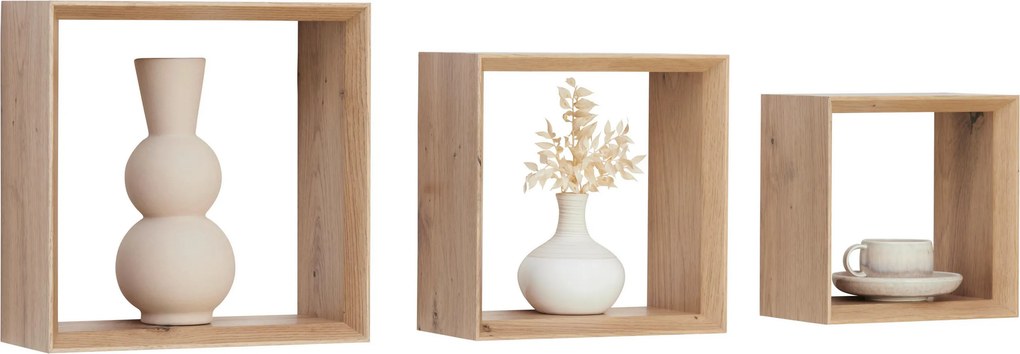 XXXLutz SADA NÁSTENNÝCH REGÁLOV, dub artisan Carryhome - Regály - 002798013702