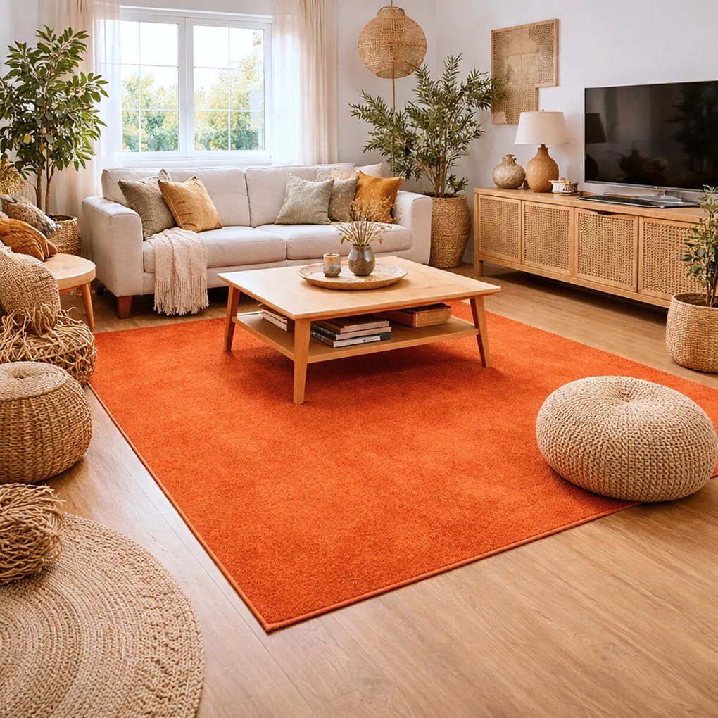 Kusový koberec Eton terra štvorec, 200x200, oranžová, obývacia izba, AladinWorld Expres