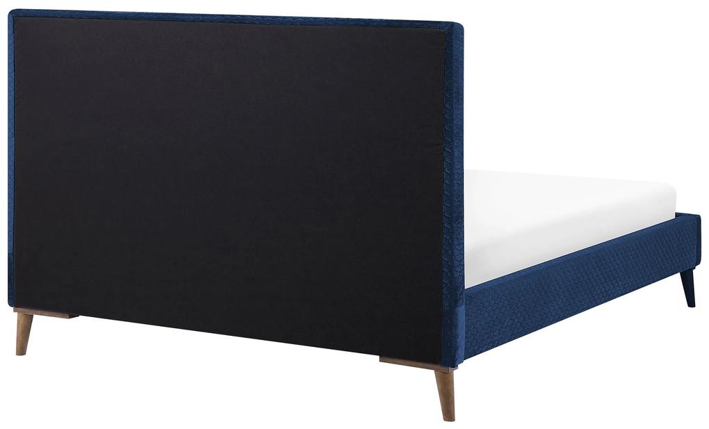 Čalúnená posteľ námornícka modrá 160x200 cm BAYONNE Beliani