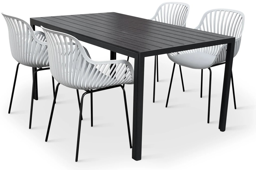 Noela Záhradný jedálenský set Viking L + 4x kreslo GABY sivá