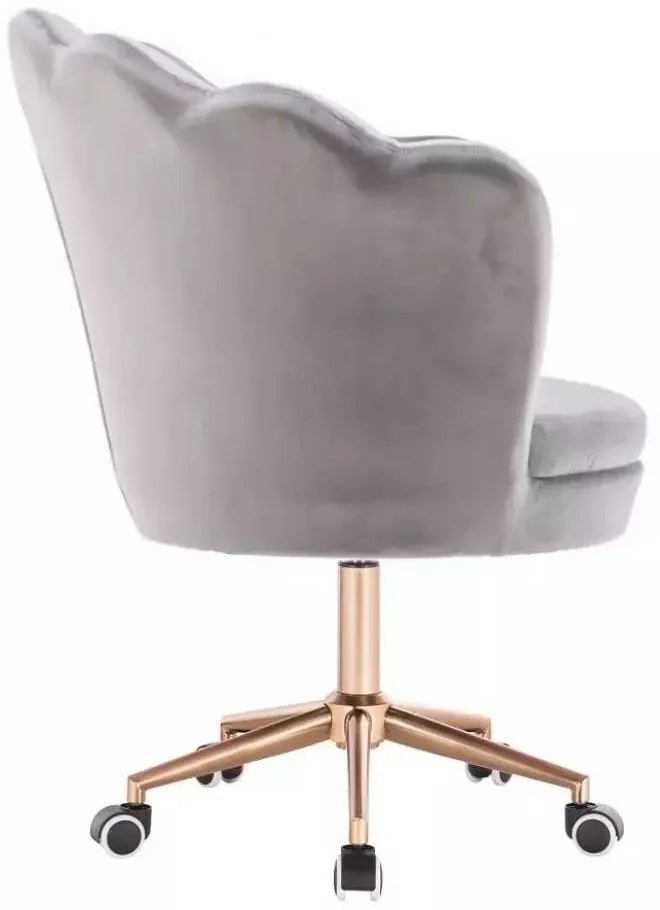 LuxuryForm DESIGN Kreslo FREY VELUR na zlatej podstave s kolieskami - svetlo šedé