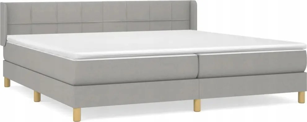 vidaXL Kontinentálna posteľ s matracom, svetlosivá, tkanina 200 x 200 cm