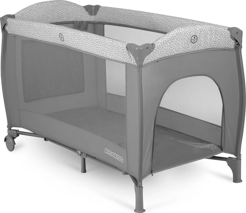 Ricokids Cestovná postieľka + matrac + taška 125x65x78cm RK-242 sivá