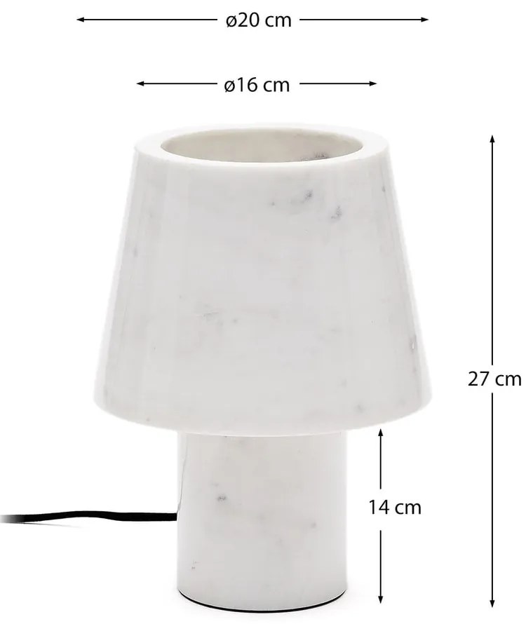 Mramorová stolová lampa slonovinová s mramorovým tienidlom (výška 27 cm) Alaro – Kave Home