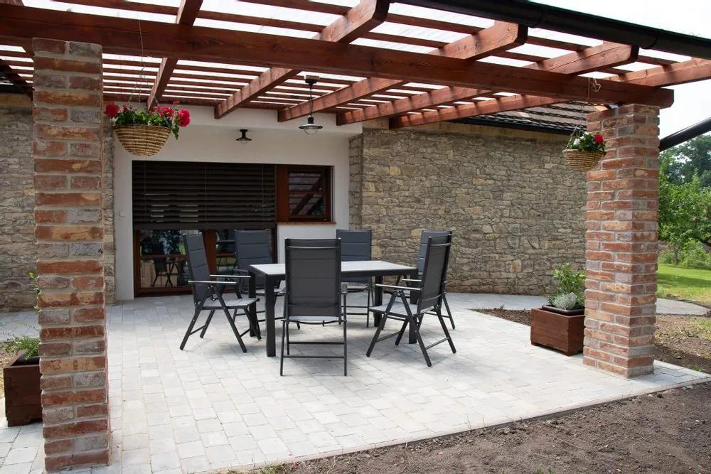Home Garden Záhradný set Ibiza so 6 stoličkami a stolom 150 cm, antracit/sivý