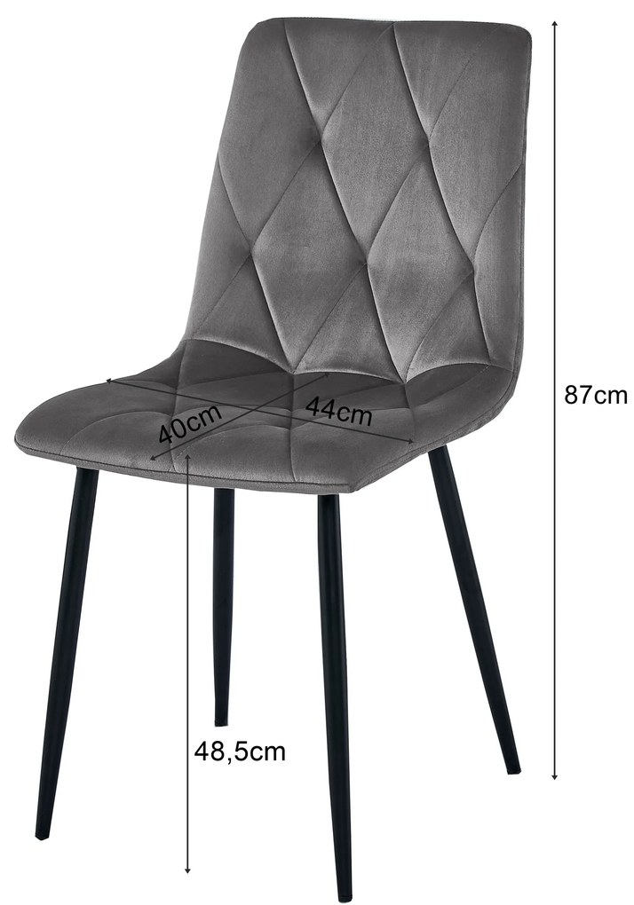 Svetlo sivá jedálenská stolička LIBRA s čiernymi nohami