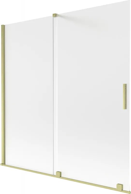 Mexen Velar, 2-krídlová posuvná vaňová zástena 160 x 150 cm, 8mm sklo námraza, zlatá matná, 896-160-000-31-55