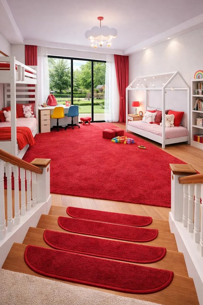 Vopi Nášľapy na schody Eton červený polkruh, samolepiaci - 24x65 polkruh (rozmer vrátane ohybu)