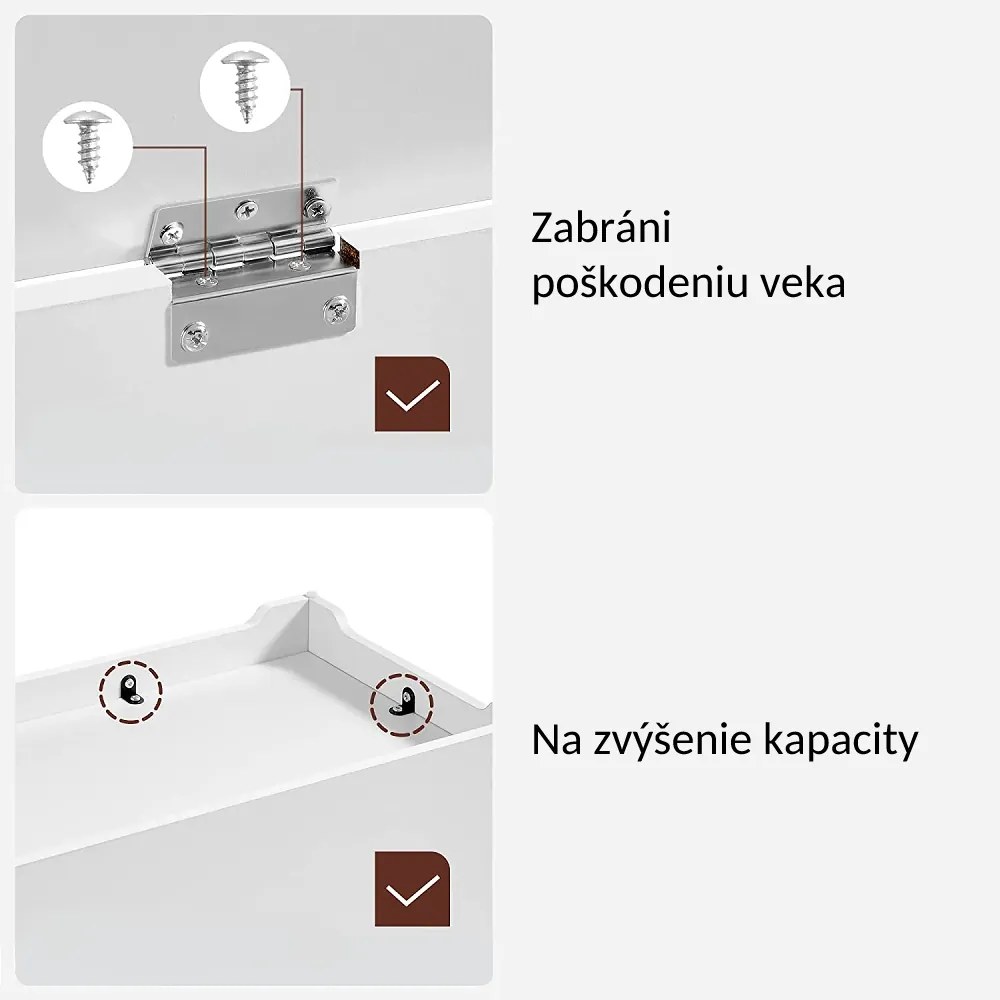 Truhlica na sedenie s úložným priestorom, biela