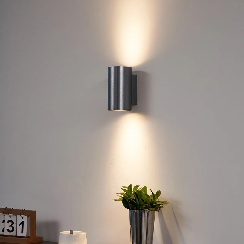 Moderná nástenná lampa antracitová okrúhla 2-svetelná GU10 50mm - Sandy