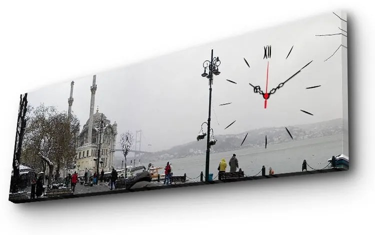 Obrazové hodiny V meste, 30 × 90 cm