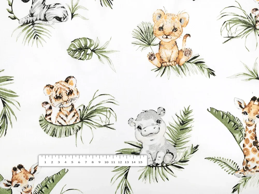 Biante Detská bavlnená obliečka na vankúš Sandra SA-475 Zvieratká v Safari na bielom 50 x 50 cm
